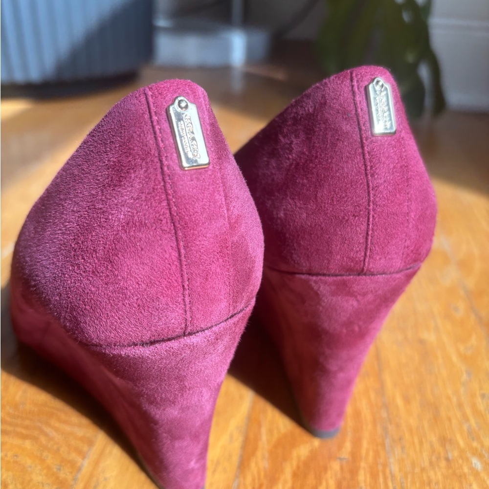 Coach Heels Purple Suede Wedge - Picture 11 of 11